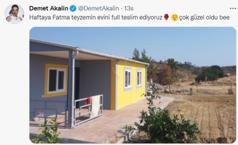Demet Akalın yangınlarda evini kaybeden Fatma Öksüzoğluna verdiği sözü tuttu