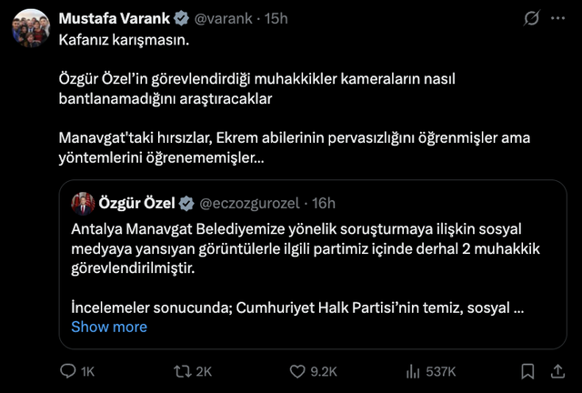 Özgür Özel'in 'Manavgat' açıklaması sonrası Mustafa Varank'tan olay sözler - Resim: 0